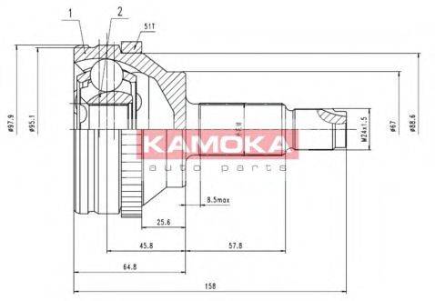 Шарнирный комплект (ШРУС с пыльником) KAMOKA 7088