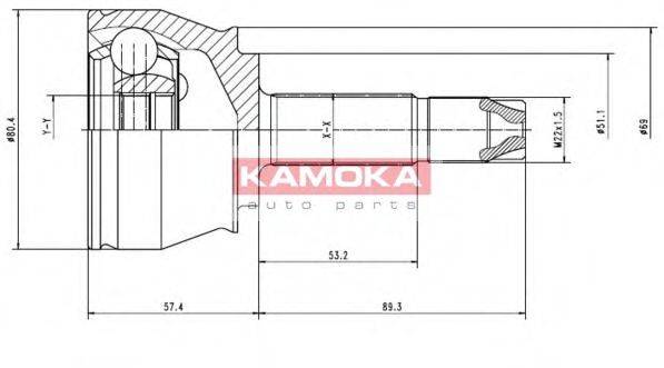 Шарнирный комплект (ШРУС с пыльником) KAMOKA 7136