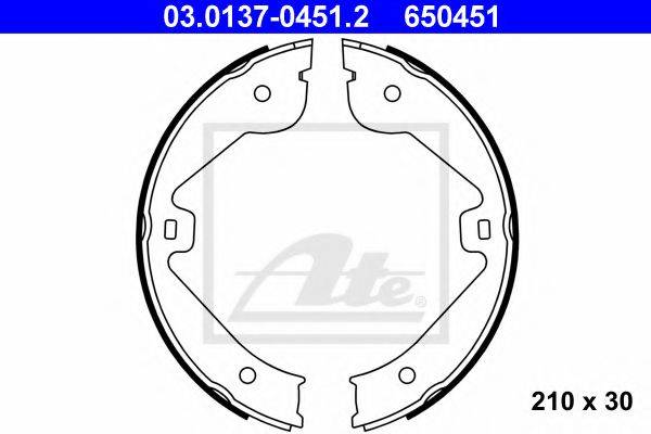 Комплект тормозных колодок, стояночная тормозная система ATE 03.0137-0451.2