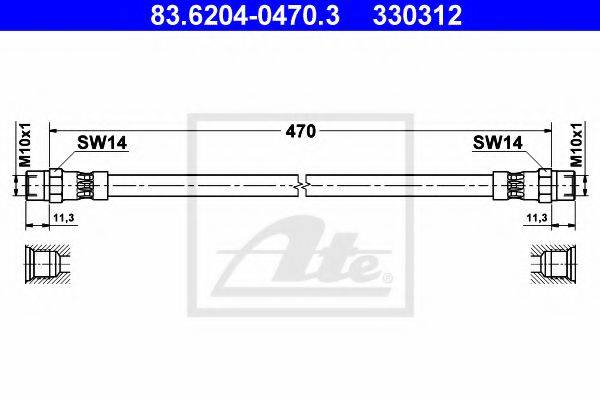Шланг тормозной ATE 83.6204-0470.3