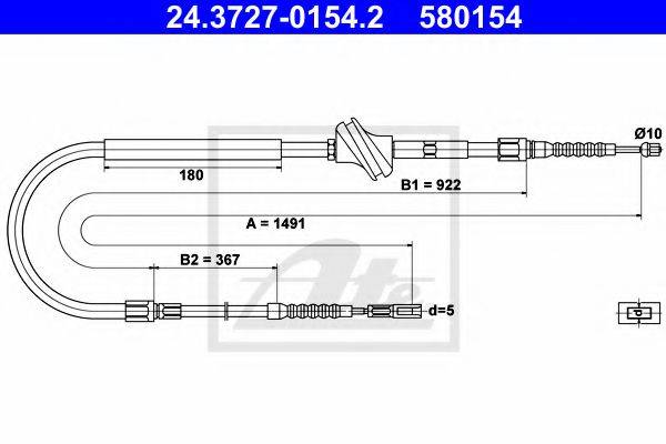 Трос, стояночная тормозная система ATE 24.3727-0154.2