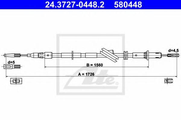 Трос, стояночная тормозная система ATE 24.3727-0448.2
