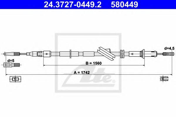 Трос, стояночная тормозная система ATE 24.3727-0449.2