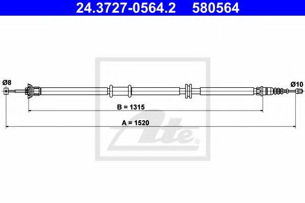 Трос, стояночная тормозная система ATE 24.3727-0564.2