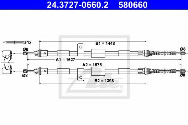 Трос, стояночная тормозная система ATE 24.3727-0660.2