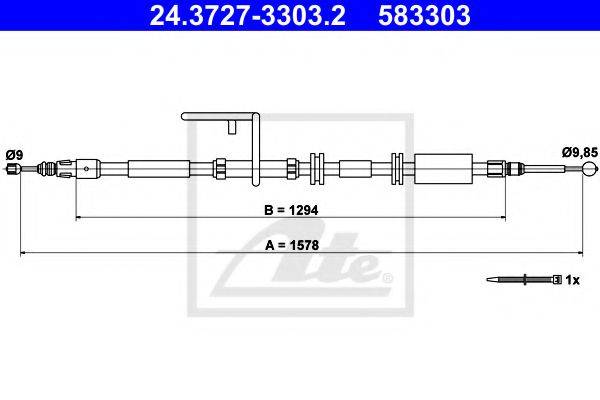 Трос, стояночная тормозная система ATE 24.3727-3303.2