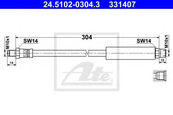 Шланг тормозной ATE 24.5102-0304.3