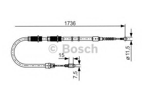 Трос, стояночная тормозная система BOSCH 1987477257