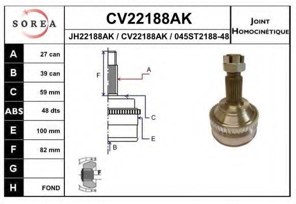 EAI CV22188AK Шарнирный комплект (ШРУС с пыльником)