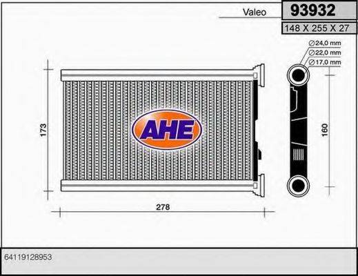 AHE 93932 Радиатор отопителя