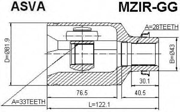 Шарнирный комплект (ШРУС с пыльником) ASVA MZIR-GG