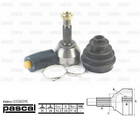 Шарнирный комплект (ШРУС с пыльником) PASCAL G1G033PC
