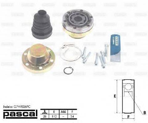 Шарнирный комплект (ШРУС с пыльником) PASCAL G7W026PC