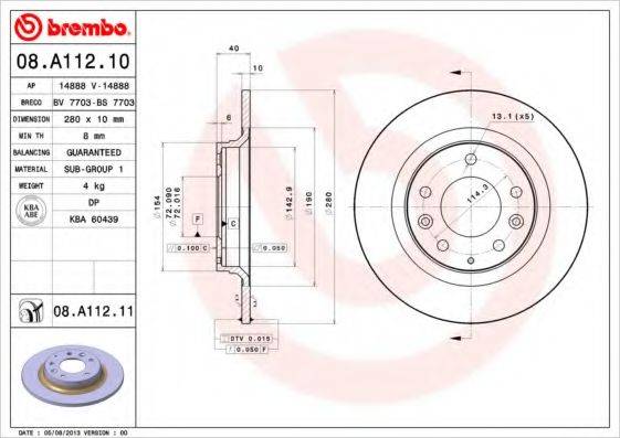 BREMBO 08A11211 Диск тормозной