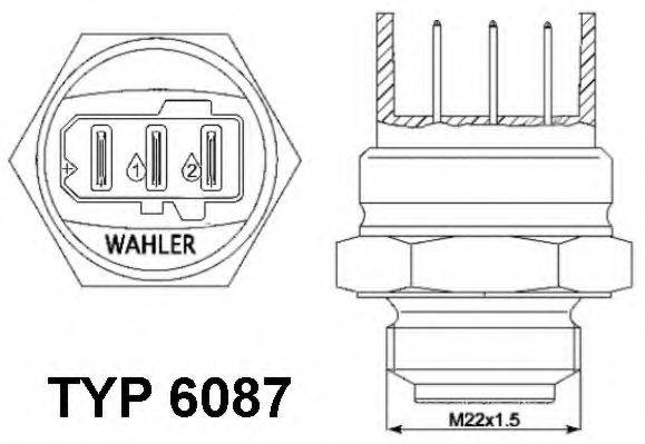 Термовыключатель, вентилятор радиатора WAHLER 6087.87D